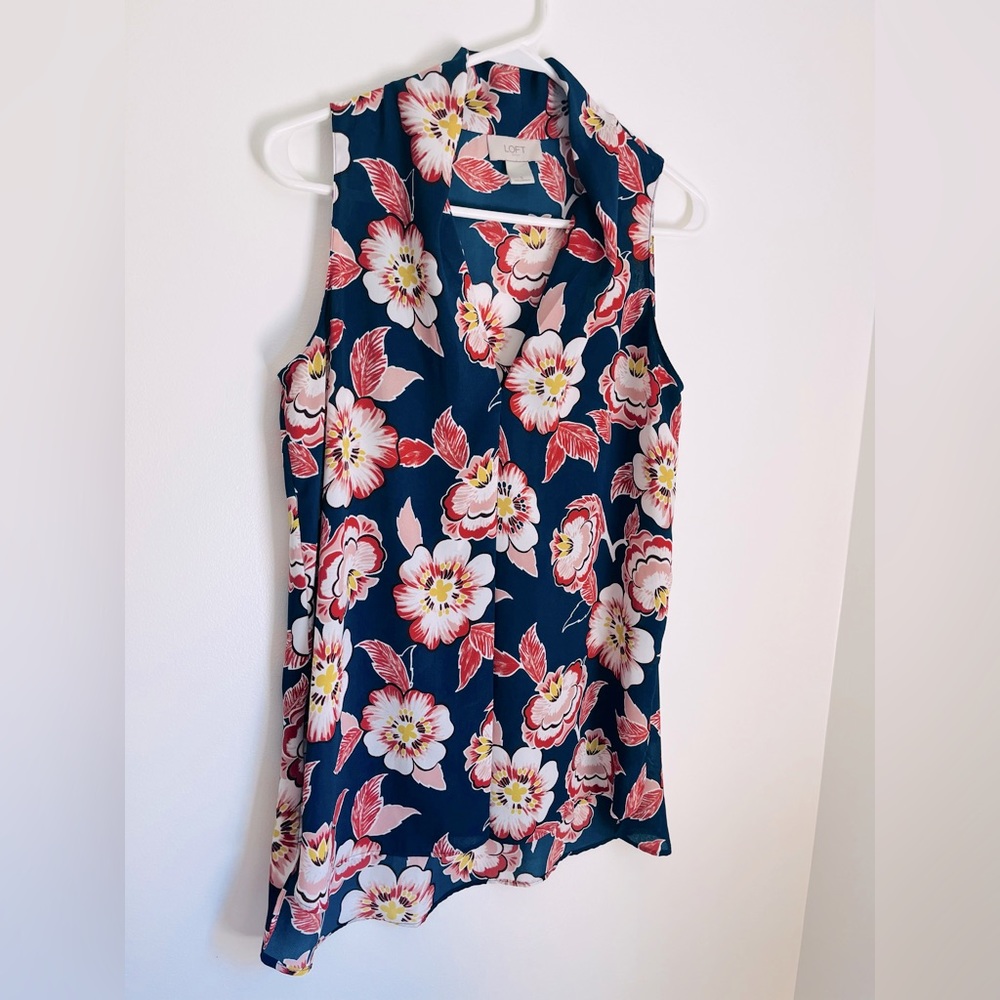 LOFT sheer sleeveless summer blouse